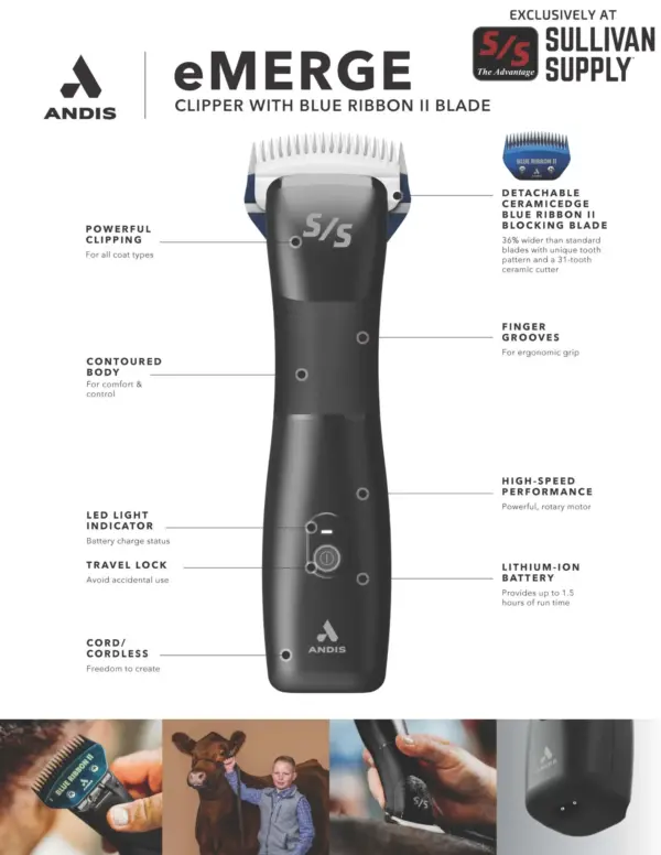 Andis eMERGE S/S Exclusive Black w/Blue Ribbon 2